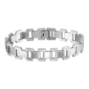 【送料無料】ブレスレット　アクセサリ―　インチステンレススチールマットリンクブレスレット85 inch stainless steel matte amp; high polished link bracelet