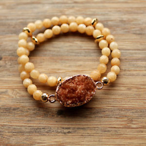 【送料無料】ブレスレット　アクセサリ―　ブレスレットペンダントビーズストランドブレスレットラップストレッチnature druzy stones bracelet pendant bead strand wrap stretch bracelets women