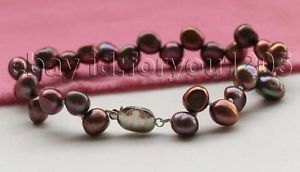 【送料無料】ブレスレット　アクセサリ―　コーヒーバロックパールブレスレット＃8 genuine natural 8x9mm cee baroque pearl bracelet f2946