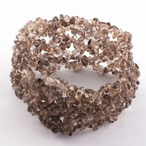 【送料無料】ブレスレット　アクセサリ―　スモーキークオーツカットチップビーズブレスレットgrey brown natural smoky quartz gemstone uncut chip beads bracelet