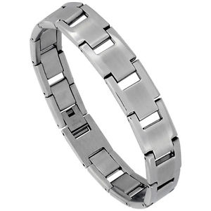 【送料無料】ブレスレット　アクセサリ―　ステンレススチールマットバーリンクブレスレットstainless steel matte center rectangular bar link bracelet