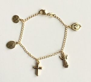 【送料無料】ブレスレット　アクセサリ―　メッキブレスレットブエナ18k gold filled charm bracelet 75 adultpulsera de buena suerte y proteccion