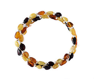 【送料無料】ブレスレット　アクセサリ―　バルトブレスレットワイヤーオレンジビーズコニャックgenuine baltic amber bracelet natural handmade pure amber beads on wire cognac