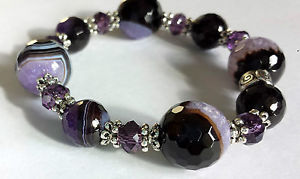 【送料無料】ブレスレット　アクセサリ―　ゴムクオーツpurple drusy quartz healing gemstone bracelet with crystal elasticated 12,905円