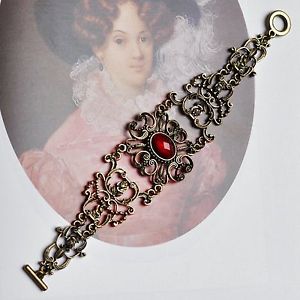 【送料無料】ブレスレット　アクセサリ―　ゴシックバロックドイツジュエリーアンティークゴールドブレスレットbracelet with red stone gothic baroque traditional german jewelry antique gold