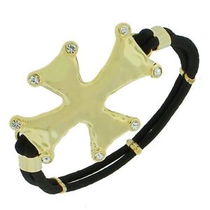 【送料無料】ブレスレット アクセサリ― トンファムノワールブレスレットjaune or ton femme fille croix celtique cristaux noir extensible corde bracelet