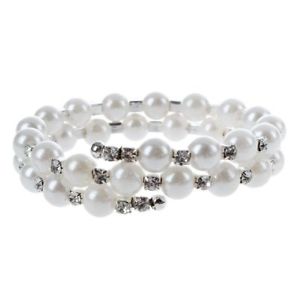 【送料無料】ブレスレット　アクセサリ―　レディースパールブレスレットクリスタルラインストーンホワイトストランド20xladies gift pearl bracelet with crystal rhinestone white 2 strand u3s3
