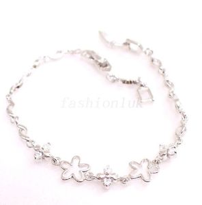 【送料無料】ブレスレット　アクセサリ―　ホワイトゴールドメッキブレスレットクリスマスwomens girl with white gold plated cubic cz charm bracelet christmas