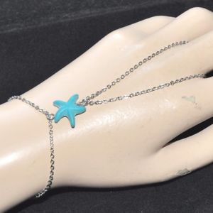 【送料無料】ブレスレット　アクセサリ―　チェーンノートスレートヒトデhand chain bracelet ring steel silver note slate starfish trinket blue 12,395円