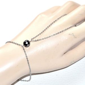 【送料無料】ブレスレット　アクセサリ―　チェーンステンレスノートスレートhand chain bracelet ring, stainless steel silver note slate hematite jewel