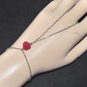 【送料無料】ブレスレット　アクセサリ―　チェーンオリジナルステンレスhand chain bracelet ring original stainless steel rose flower red jewel