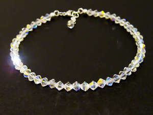 【送料無料】ブレスレット　アクセサリ―　ab 925スターリングブレスレットスワロフスキー crystal ab 925 sterling silver bracelet made with swarovski elements