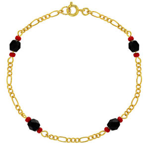 【送料無料】ブレスレット　アクセサリ―　18 ct chapado en oro imitacin azabache evil eye proteccin pulsera amuleto