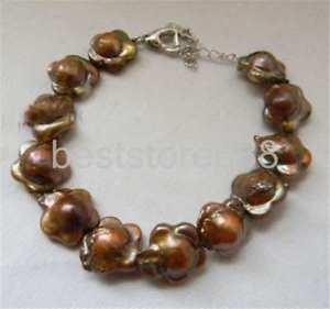 【送料無料】ブレスレット　アクセサリ―　コーヒーバロックブレスレット8 16mm reborn cee baroque freshwater pearl adjustable bracelet 12,946円