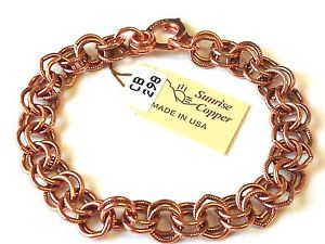 【送料無料】ブレスレット　アクセサリ―　ソリッドダブルラウンドリンクレディースブレスレット solid copper double round link ladies bracelet pain relief folklore