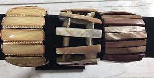 【送料無料】ブレスレット　アクセサリ―　パールアワビシェルストレッチブレスレット3 mother of pearl abalone shell stretch bracelet chunky