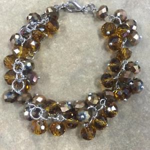 【送料無料】ブレスレット　アクセサリ―　オレンジビーズブレスレットエクステンダsparkling amber beaded bracelet 7 long with 2 extender