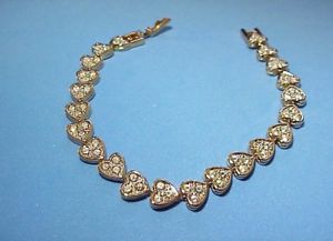 【送料無料】ブレスレット　アクセサリ―　クリスタルゴールドクリアハートブレスレットclear crystal gold heart bracelet 7 12