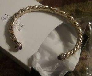 【送料無料】ブレスレット　アクセサリ―　エイボンアメジストツイストツイストロープカフブレスレットavon twisted rope cuff bracelet in amethyst goldtone beautiful twist braclet