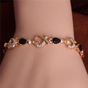 【送料無料】ブレスレット　アクセサリ―　カラフルオーストリアクリスタルファッションハートチェーンブレスレットgold plated colorful austrian crystal fashion heart chain bracelet
