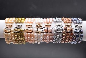 【送料無料】ブレスレット　アクセサリ―　d0287 3row 14mmマルチカラー8バロックブレスレットd0287 3row 8 14mm multicolor baroque freshwater pearl bracelet