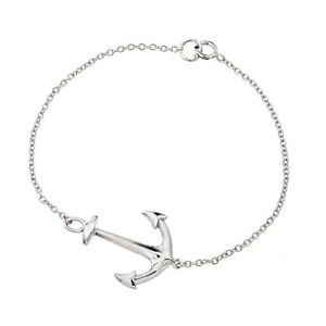 【送料無料】ブレスレット　アクセサリ―　アンカーペンダント7インチスターリングブレスレット7 inch sterling silver bracelet with sideways anchor pendant