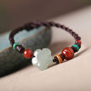 【送料無料】ブレスレット　アクセサリ―　ガラスブレスレットビーズhandwoven natural agate jade beads glass bead dongling jade bracelet hand chain