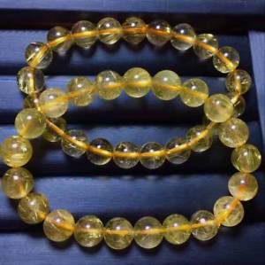 【送料無料】ブレスレット　アクセサリ―　ルチルチタンクリスタルビーズブレスレットnatural gold rutilated quartz titanium crystal beads bracelet 9885mm aaa