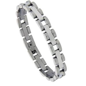 【送料無料】ブレスレット　アクセサリ―　ステンレススチールバーリンクサテンエッジブレスレットstainless steel polished bar link satin finish edge bracelet
