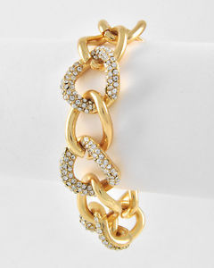 【送料無料】ブレスレット　アクセサリ―　ゴールドラインストーントーンロープブレスレットgold tone rope bracelet with rhinestone detail