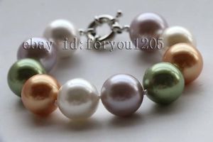 【送料無料】ブレスレット　アクセサリ―　マルチカラーラウンドシェルパールブレスレット＃85 natural 16mm multicolor round shell pearl bracelet f2635