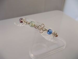 【送料無料】ブレスレット　アクセサリ―　ヴィンテージスターリング925リンクwアクセントvintage sterling silver 925 flower link design accented w multicolored beads