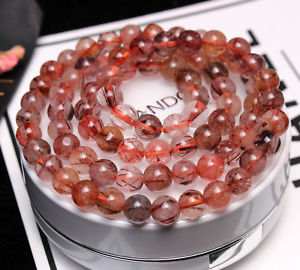 【送料無料】ブレスレット　アクセサリ―　レッドルチルストレッチクリスタルビーズブレスレット7mm natural red rutilated quartz stretch crystal 3 laps beads bracelet aaa