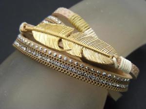 【送料無料】ブレスレット　アクセサリ―　ドルワイドブラウンレザーダブルラップブレスレットクラスプ30 panacea wide brown leather double wrap bracelet magnetic clasp wrhinestones