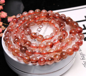 【送料無料】ブレスレット　アクセサリ―　レッドルチルストレッチクリスタルビーズブレスレット7mm natural red rutilated quartz stretch crystal 3 laps beads bracelet aaa