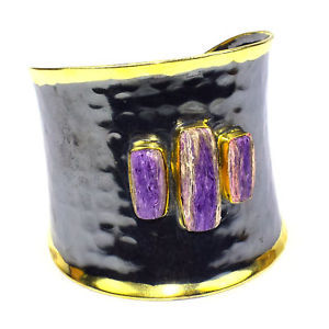 【貨物輸送無料】腕輪 付属物― 折り返しcharoite cuff jewelry gold  gemstone jewelry