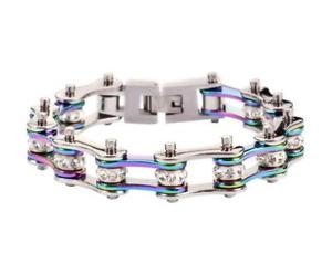 【送料無料】ブレスレット　アクセサリ―　womensステンレスムーティバイクチェーンブレスレットアメリカwomens ladies stainless steel muticolor rainbow bike chain bracelet usa seller