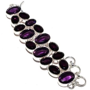 【送料無料】ブレスレット　アクセサリ―　ソリッドアメジストハンドメイドブレスレットsolid amethyst gemstone jewelry handmade bracelet 78