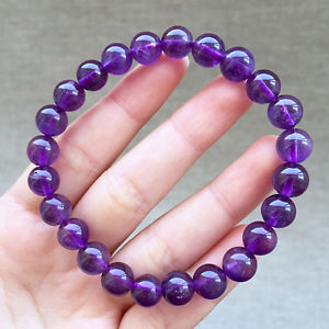 【送料無料】ブレスレット　アクセサリ―　アメジストラウンドビーズブレスレットnatural purple amethyst crystal round beads bracelet 89mm aaa