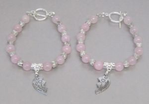 【送料無料】ブレスレット　アクセサリ―　ドータービーズブレスレット× listingrose quartz amp; love heart mother amp; daughter best friends beaded bracelets x2