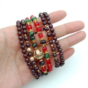【送料無料】ブレスレット　アクセサリ―　ガーネットブレスレット8 6 strandsruby zoisite garnet crystal bracelet