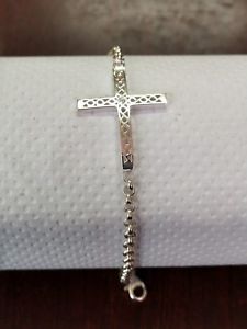 【送料無料】ブレスレット　アクセサリ―　クロスブレスレットsterling silver sideways cross bracelet