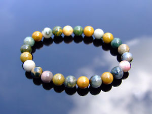 【送料無料】ブレスレット　アクセサリ―　オーシャンジャスパーブレスレットヒーリングストーンチャクラocean jasper natural gemstone bracelet 69 elasticated healing stone chakra