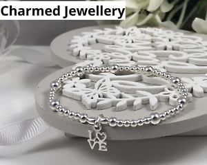 【送料無料】ブレスレット　アクセサリ―　スターリングシルバーストレッチスタッキングビーズブレスレット