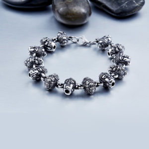 【送料無料】ブレスレット　アクセサリ―　ファッションステンレススチールチェーンブレスレットfashion men duplex buddha amp; devil 316l stainless steel chain bracelet gb35