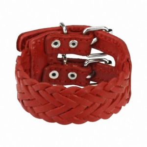 【送料無料】ブレスレット　アクセサリ―　ブレスレットダブルベルトbracelet leather braided red double belt
