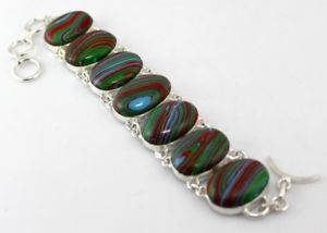 【送料無料】ブレスレット　アクセサリ―　calsilicaシルバージュエリー ブレスレット39917rainbow calsilica silver overlay handmade jewelry bracelet39917 13,476円