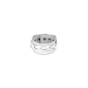 【送料無料】ブレスレット　アクセサリ―　レザーストラップストランドホワイトleather strap white with strand braided