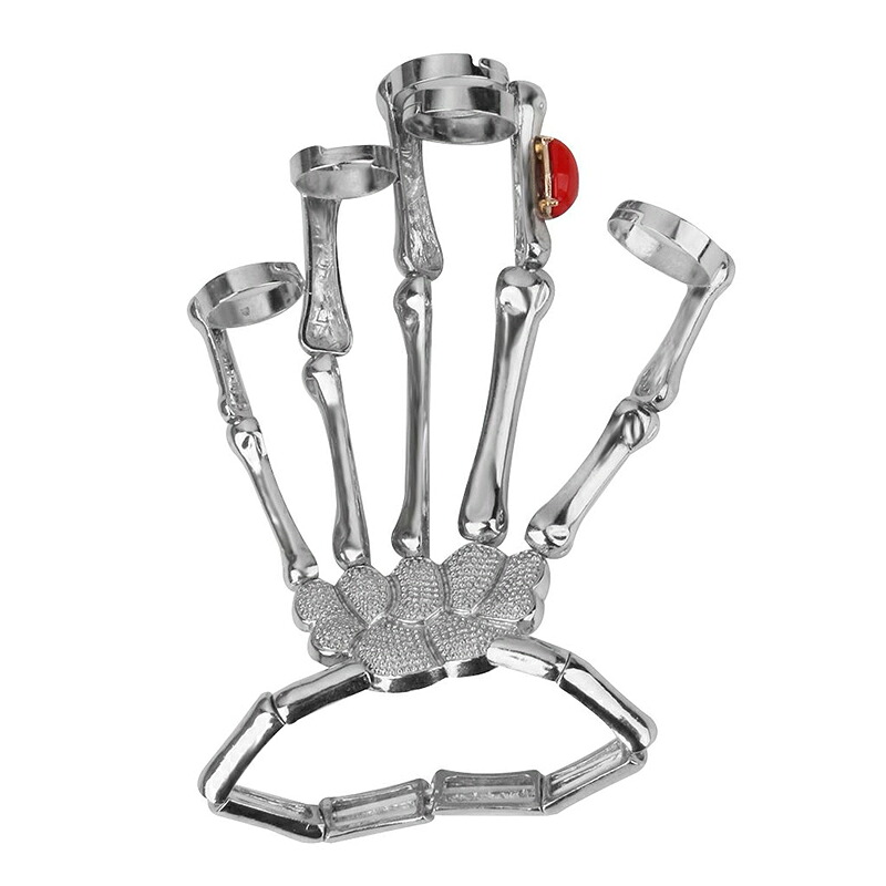 【送料無料】ブレスレット　アクセサリ―　ファッションパンクシルバースケルトンスケルトンブレスレットスレーブリング8xfashion punk silver skeleton hand finger skeleton bracelet slave ring x3m4