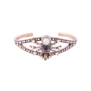 【送料無料】ブレスレット　アクセサリ―　ブレスレットゴールデンオープンアールデコクモスカルパールbracelet golden tough open art deco spider skull pearl chiseled ct10